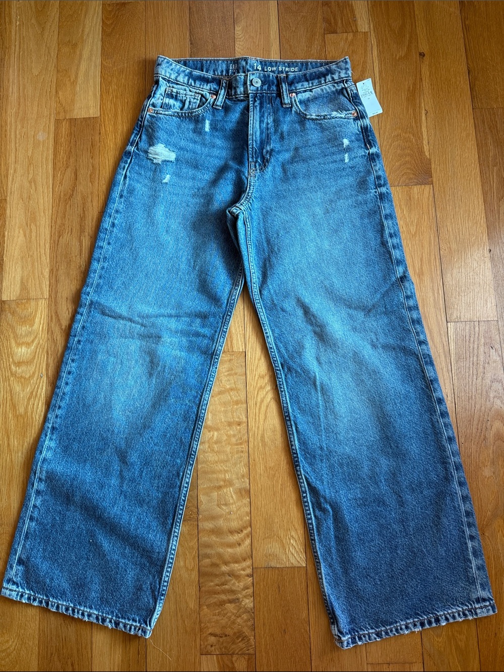 GAP Distressed Blue Low Stride Wide-Leg Kids Jeans